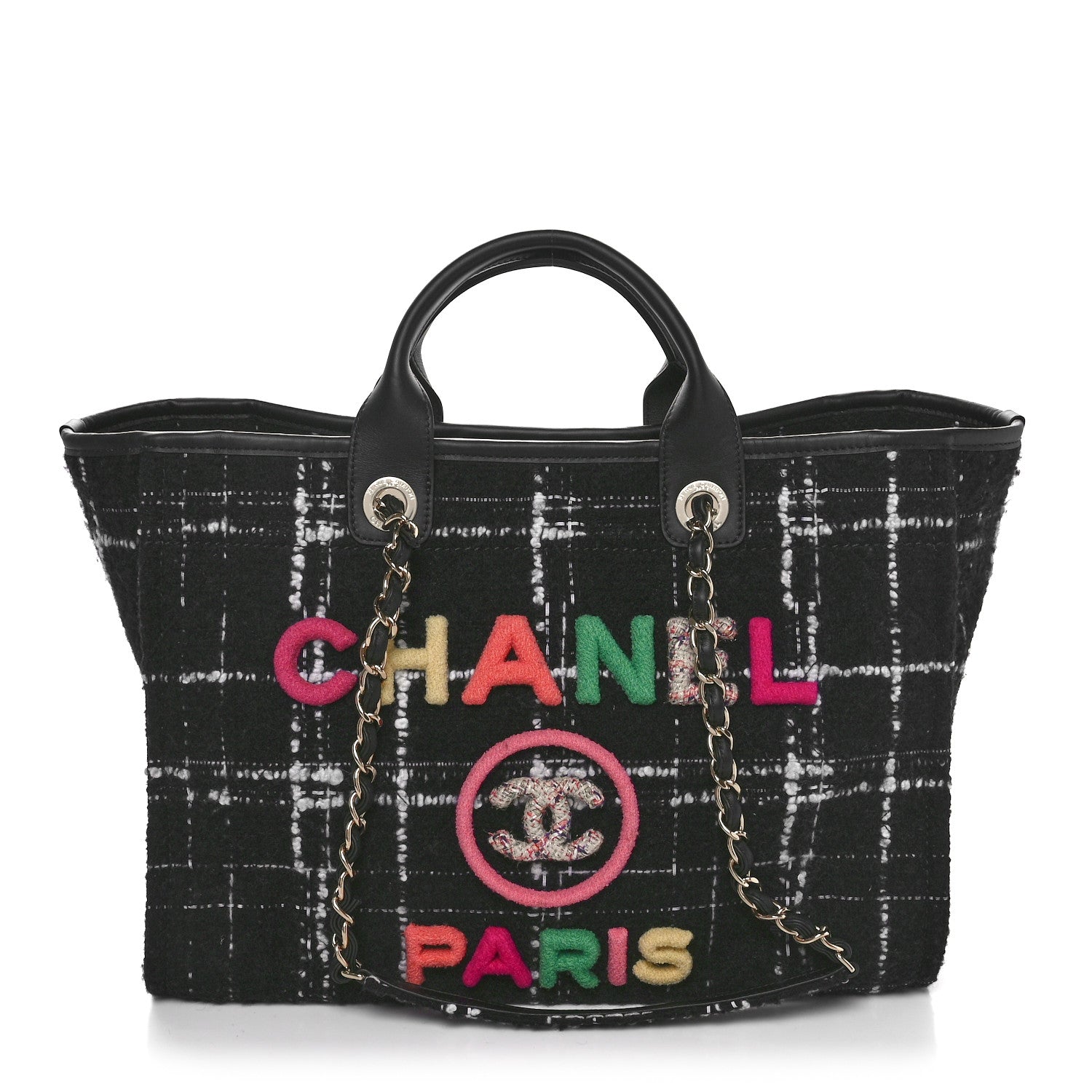 Chanel Tweed Medium Deauville Tote Black White Multicolor 1 of 11