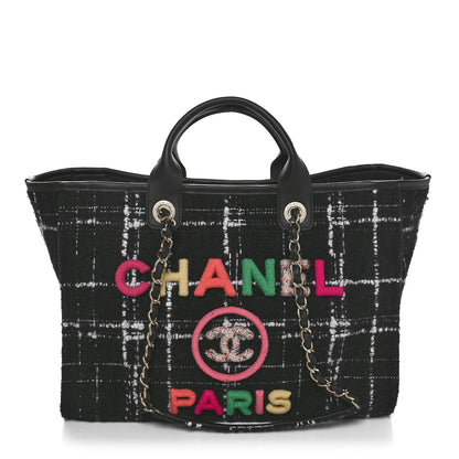Chanel Tweed Medium Deauville Tote Black White Multicolor 1 of 11