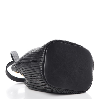 Chanel Iridescent Crumpled Calfskin Coco Pleats Small Drawstring Bag Black 4 of 9