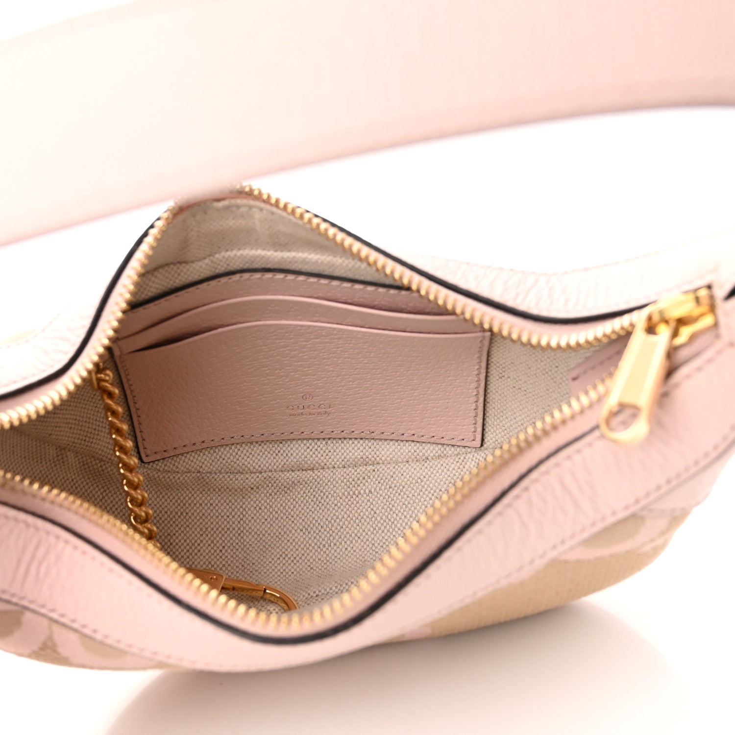 Gucci Monogram Jumbo GG Textured Dollar Calfskin Mini Ophidia Half Moon Hobo Beige Perfect Pink 5 of 10