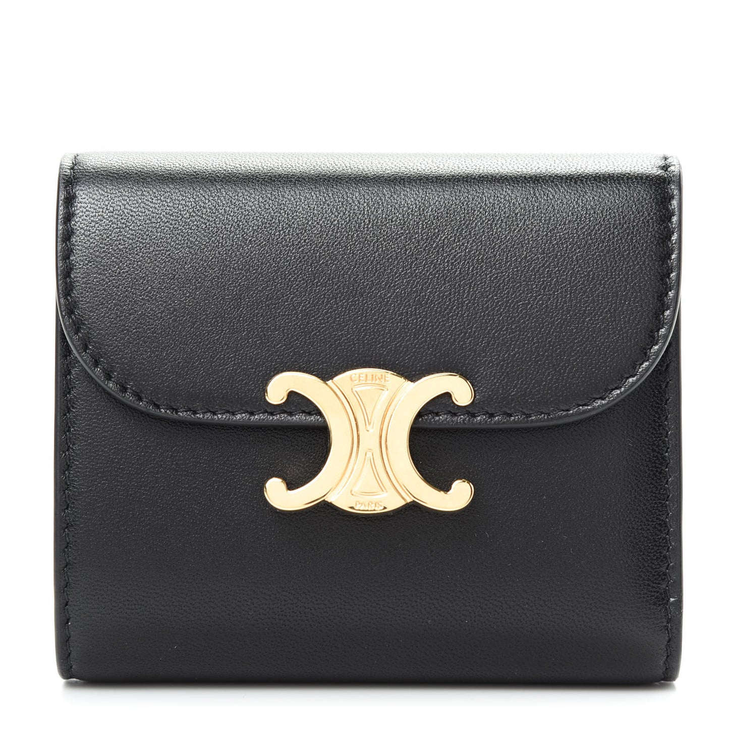 Shiny Smooth Lambskin Small Triomphe Wallet Black