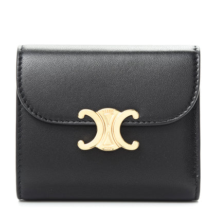 Celine Shiny Smooth Lambskin Small Triomphe Wallet Black 1 of 9