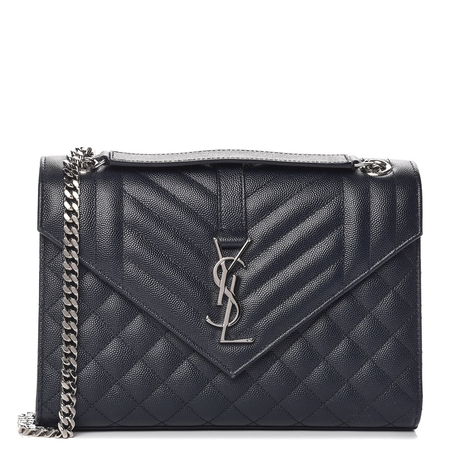 Grain De Poudre Textured Mixed Matelasse Triquilt Medium Monogram Satchel Deep Marine
