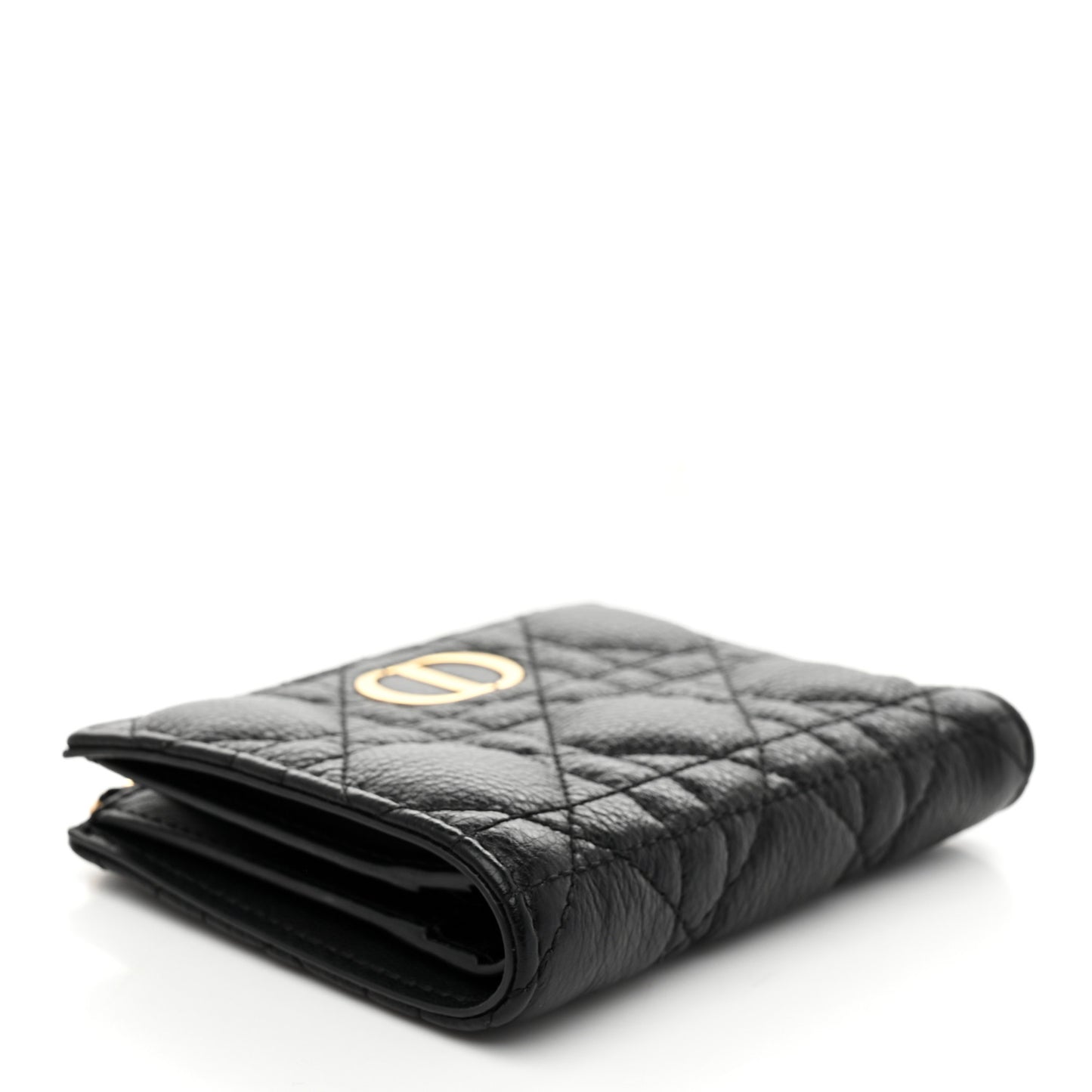 Grained Calfskin Supple Cannage Caro Dahlia Wallet Black