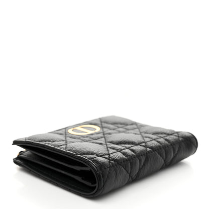 Christian Dior Grained Calfskin Supple Cannage Caro Dahlia Wallet Black 4 of 9