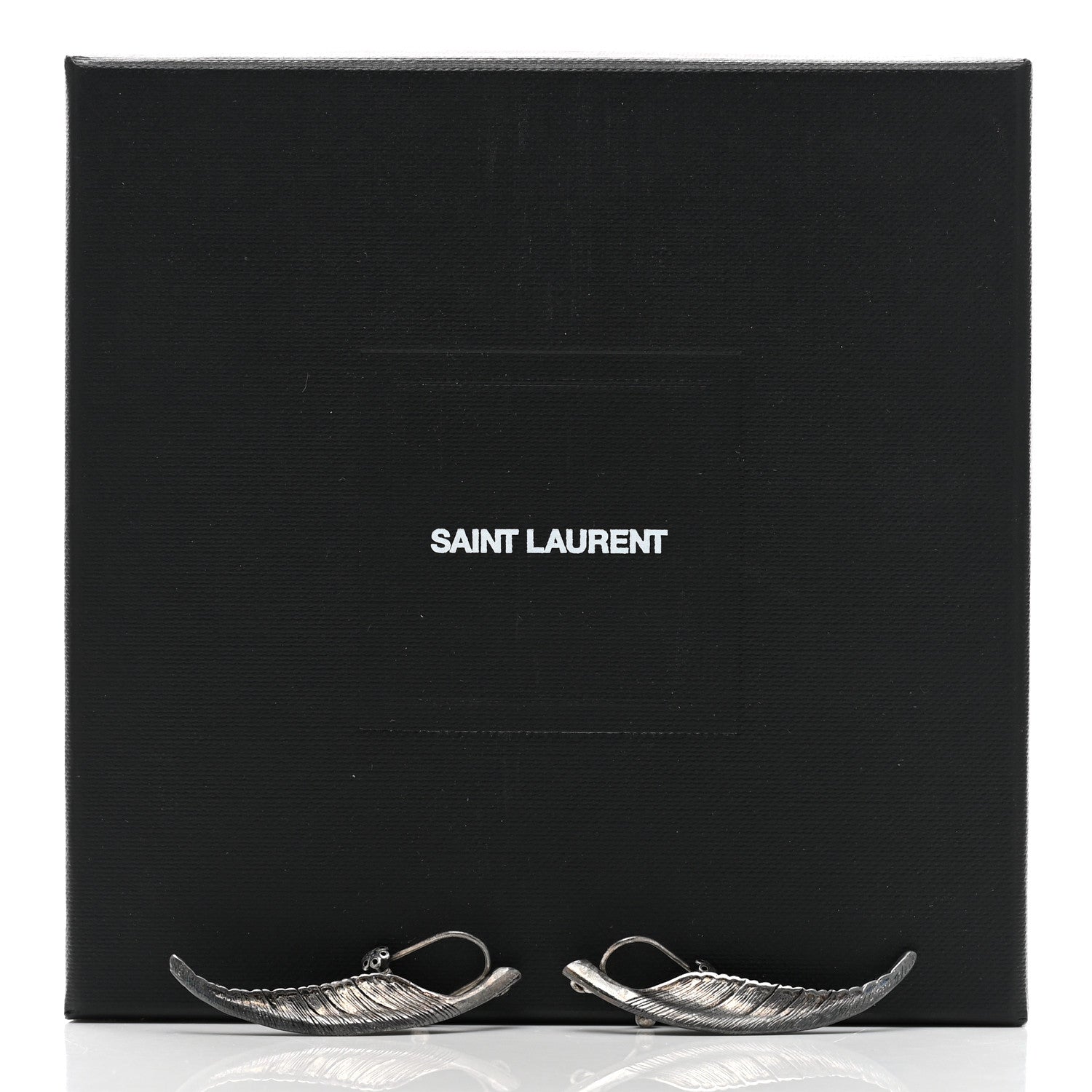 Saint Laurent Feather Earrings Silver 5 of 5