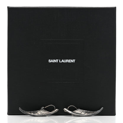 Saint Laurent Feather Earrings Silver 5 of 5
