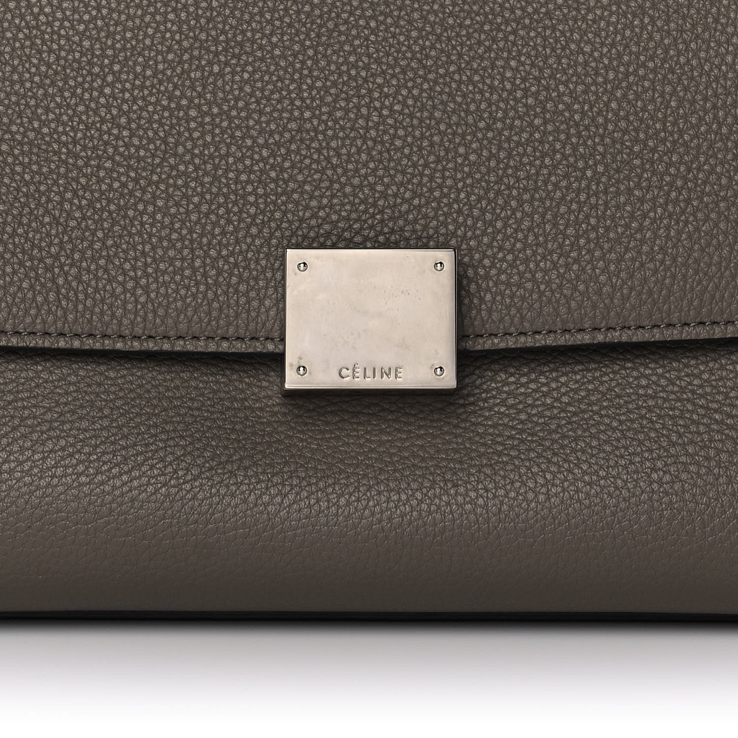 Celine Drummed Calfskin Suede Large Trapeze Souris 9 of 9