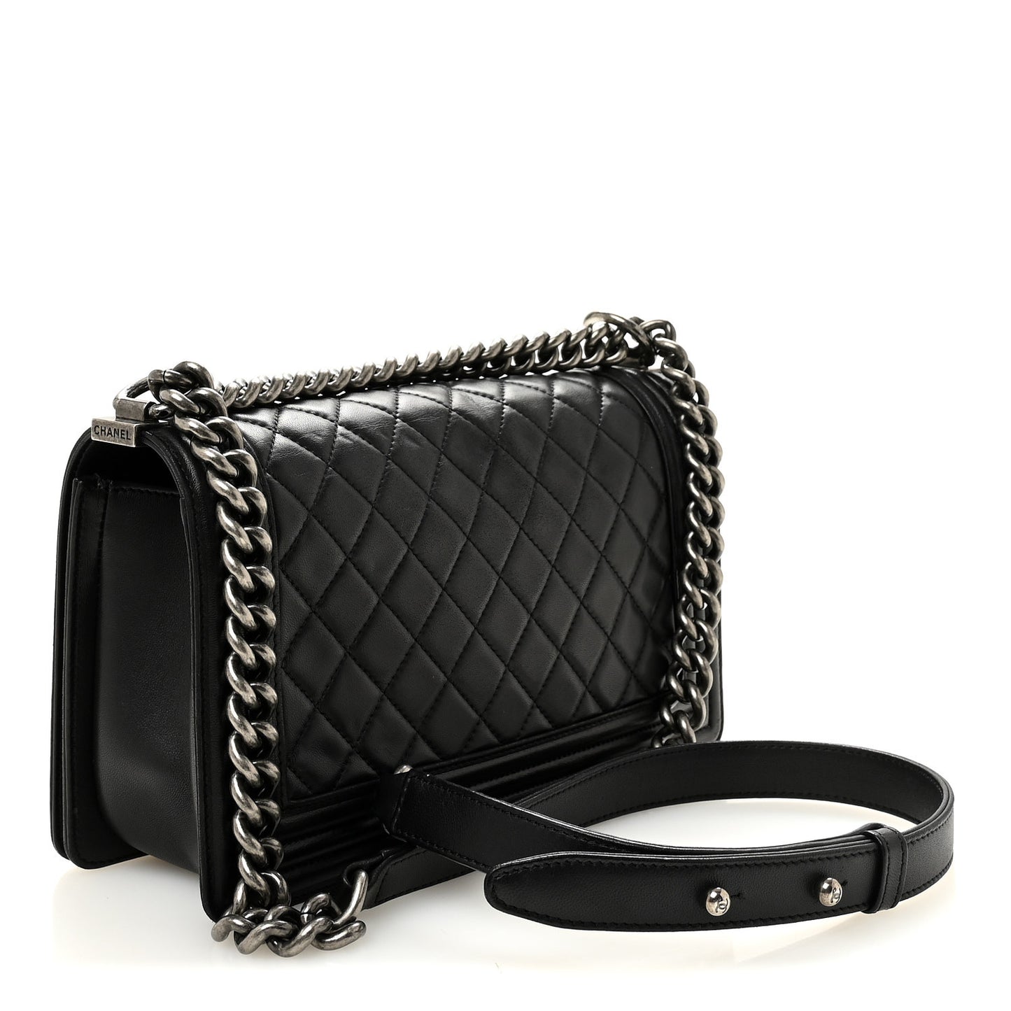 Lambskin Quilted Medium Boy Flap Black