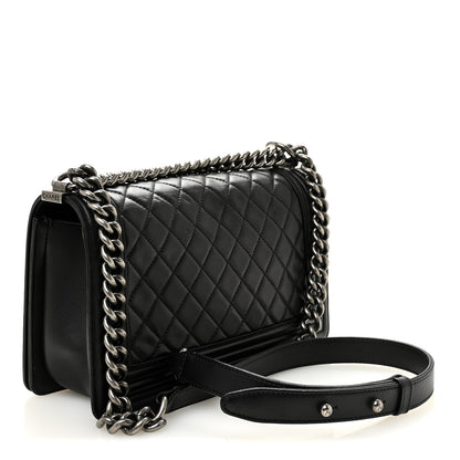 Chanel Lambskin Quilted Medium Boy Flap Black 3 of 10