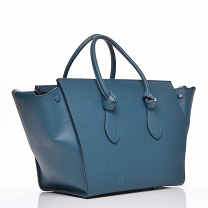 Celine Crisped Calfskin Small Tie Knot Tote Metallic Blue 3 of 9