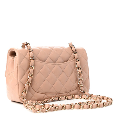 Chanel Lambskin Quilted Mini Rectangular Flap Beige 3 of 10
