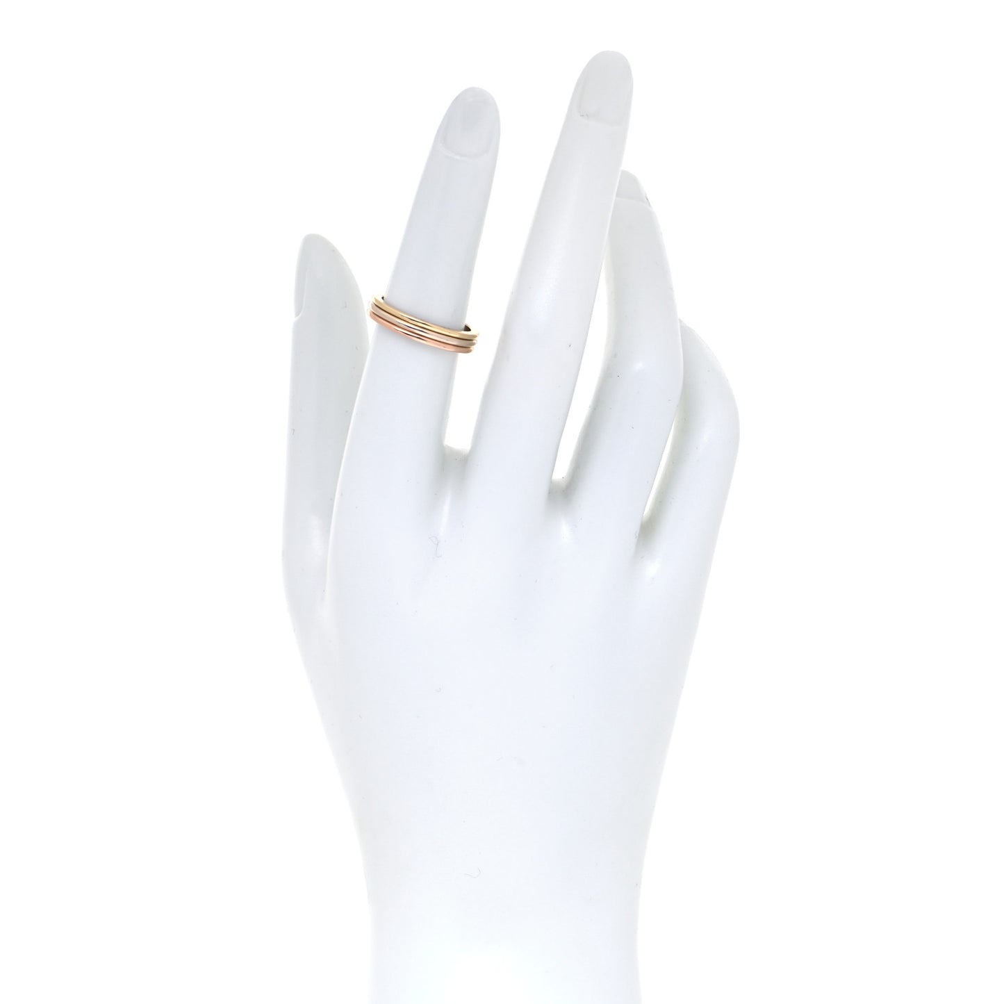 18K Pink White Yellow Gold 3.5mm Trinity Wedding Band Ring 52 6