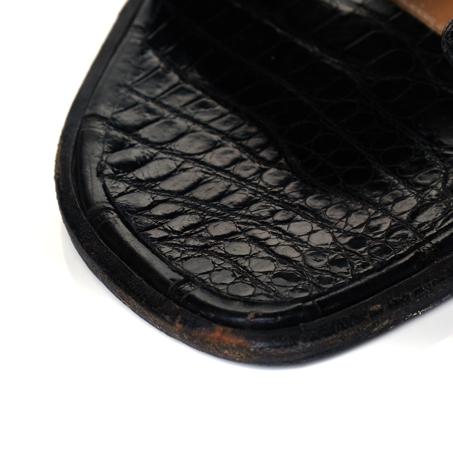 Hermes Shiny Alligator Oran Sandals 38 Black 8 of 8