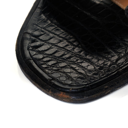Hermes Shiny Alligator Oran Sandals 38 Black 8 of 8