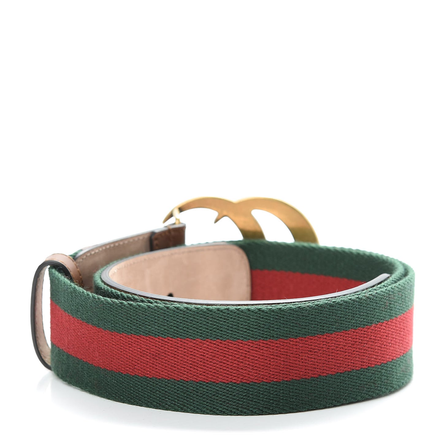 Nylon Calfskin Double G Web 40mm Belt 95 38 Green Red Cuir