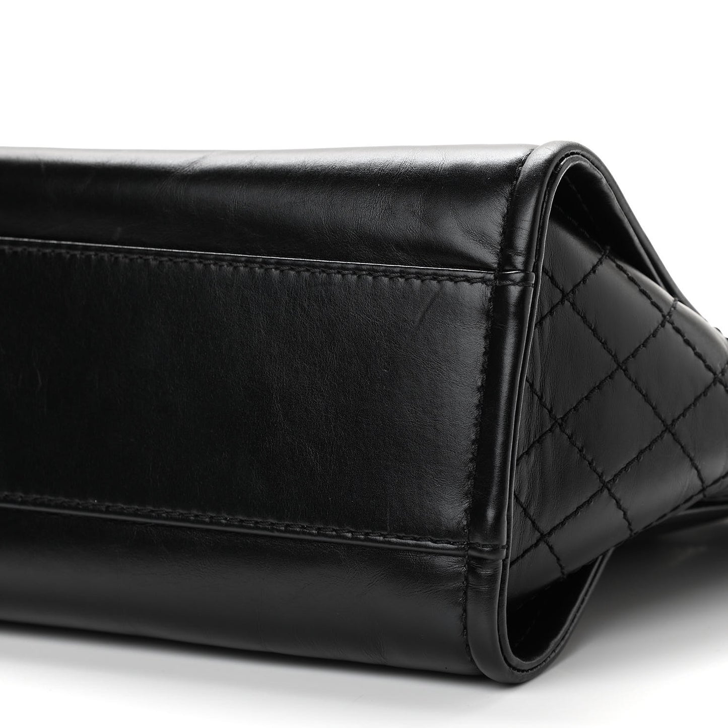 Aged Calfskin Small Charms Deauville Tote Black
