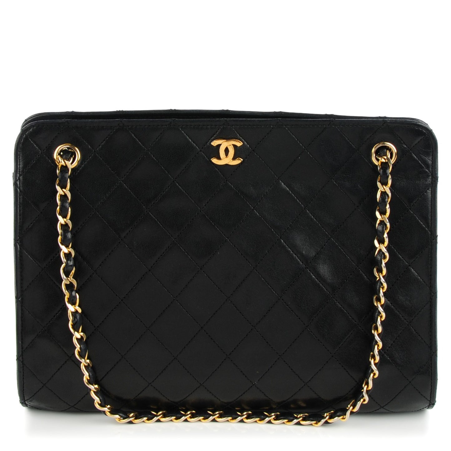 Lambskin Quilted Shoulder Bag Black