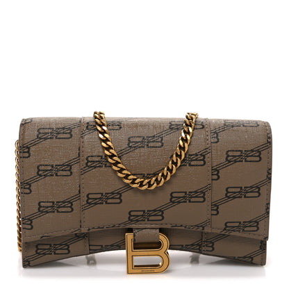 Balenciaga Coated Canvas BB Monogram Hourglass Chain Bag Beige Brown 1 of 10