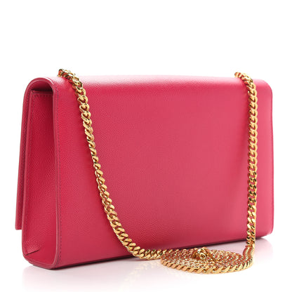 Saint Laurent Grain De Poudre Medium Monogram Kate Satchel Lipstick Fuchsia 3 of 9