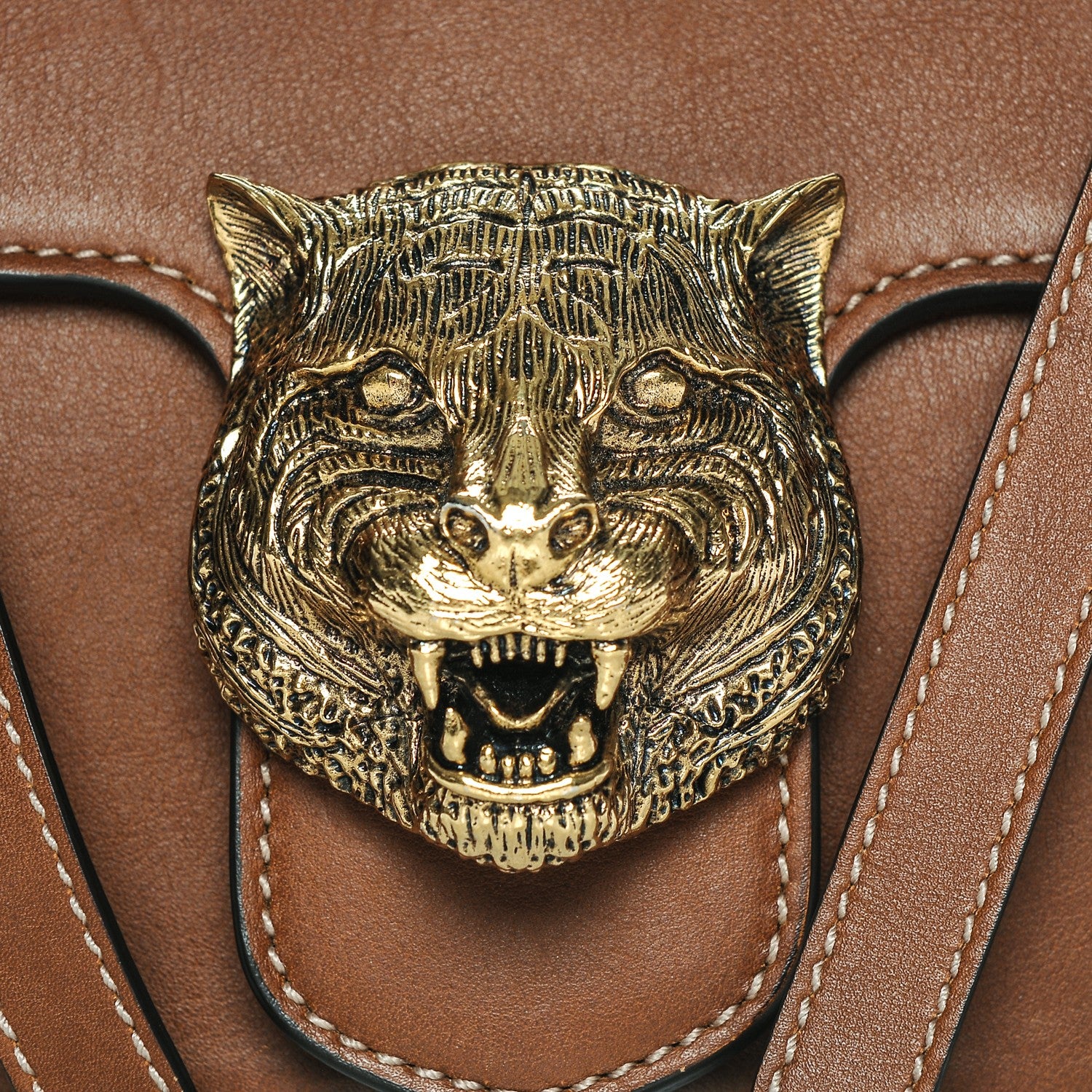 Gucci Calfskin Animalier Shoulder Bag Brown 7 of 7