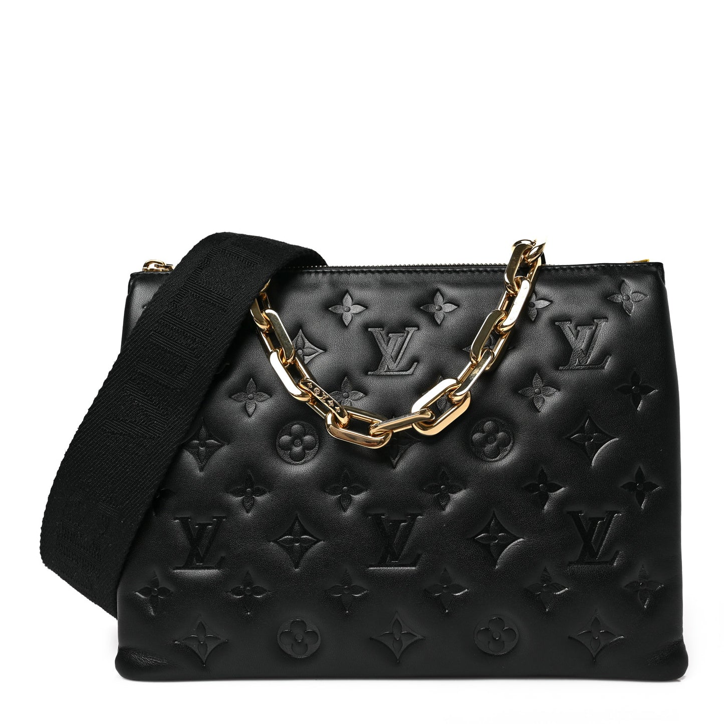 Lambskin Embossed Monogram Coussin PM Black