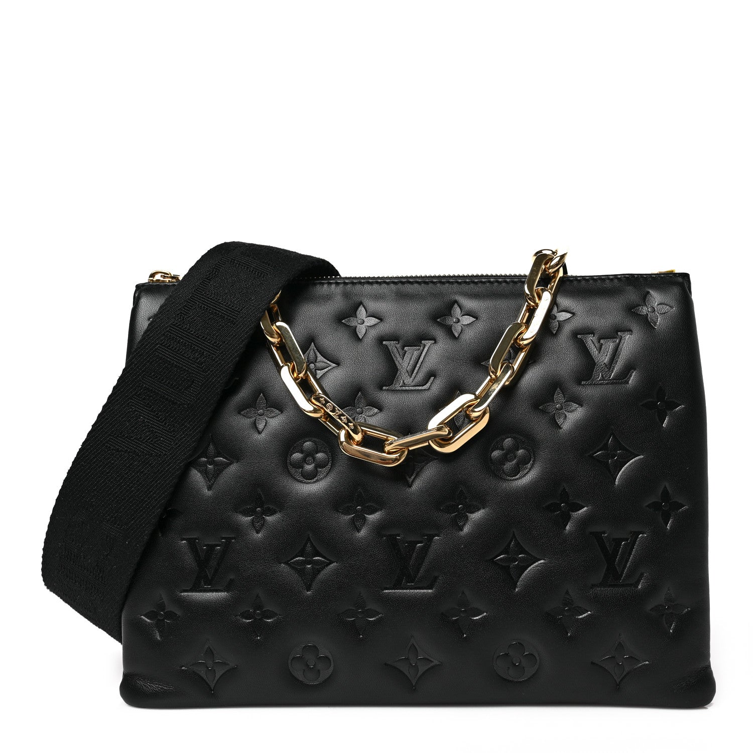 Louis Vuitton Lambskin Embossed Monogram Coussin PM Black 1 of 8