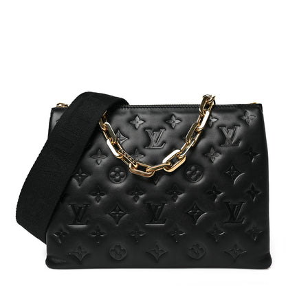 Louis Vuitton Lambskin Embossed Monogram Coussin PM Black 1 of 8