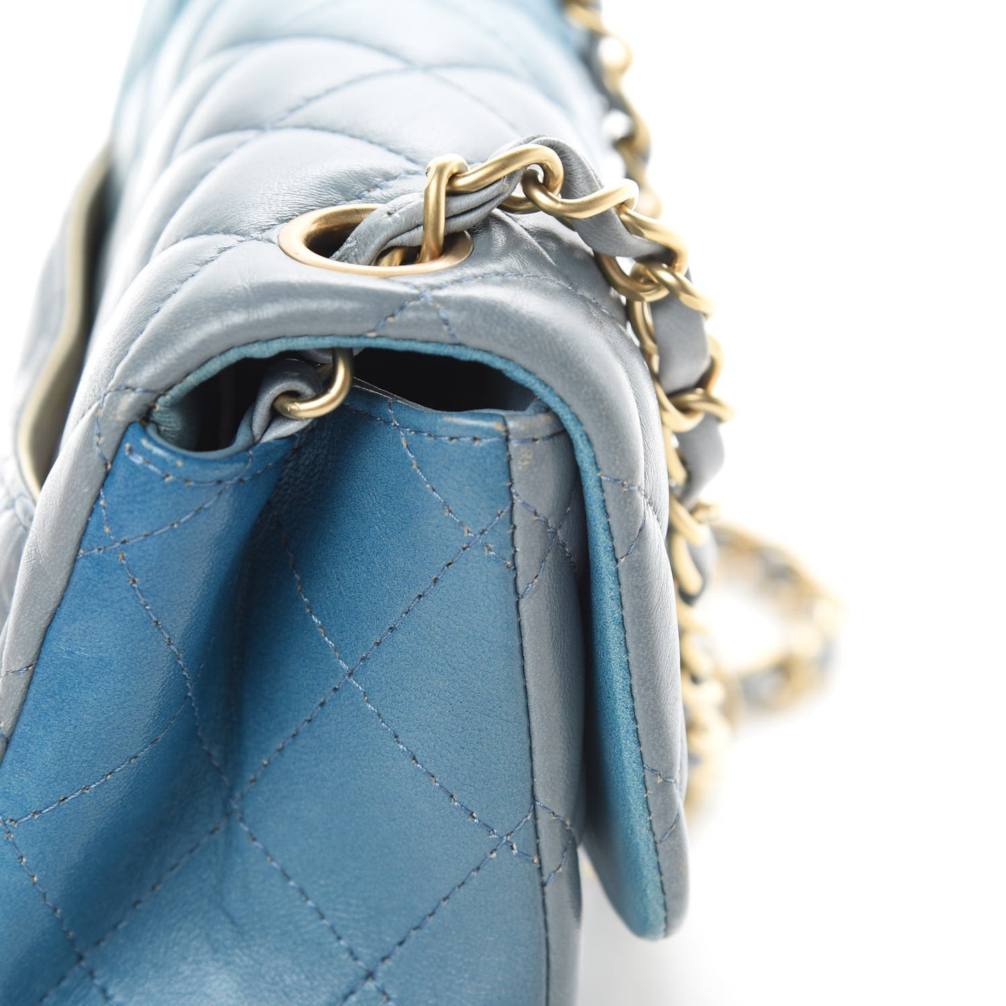 Lambskin Degrade Quilted Mini Square Flap Light Blue