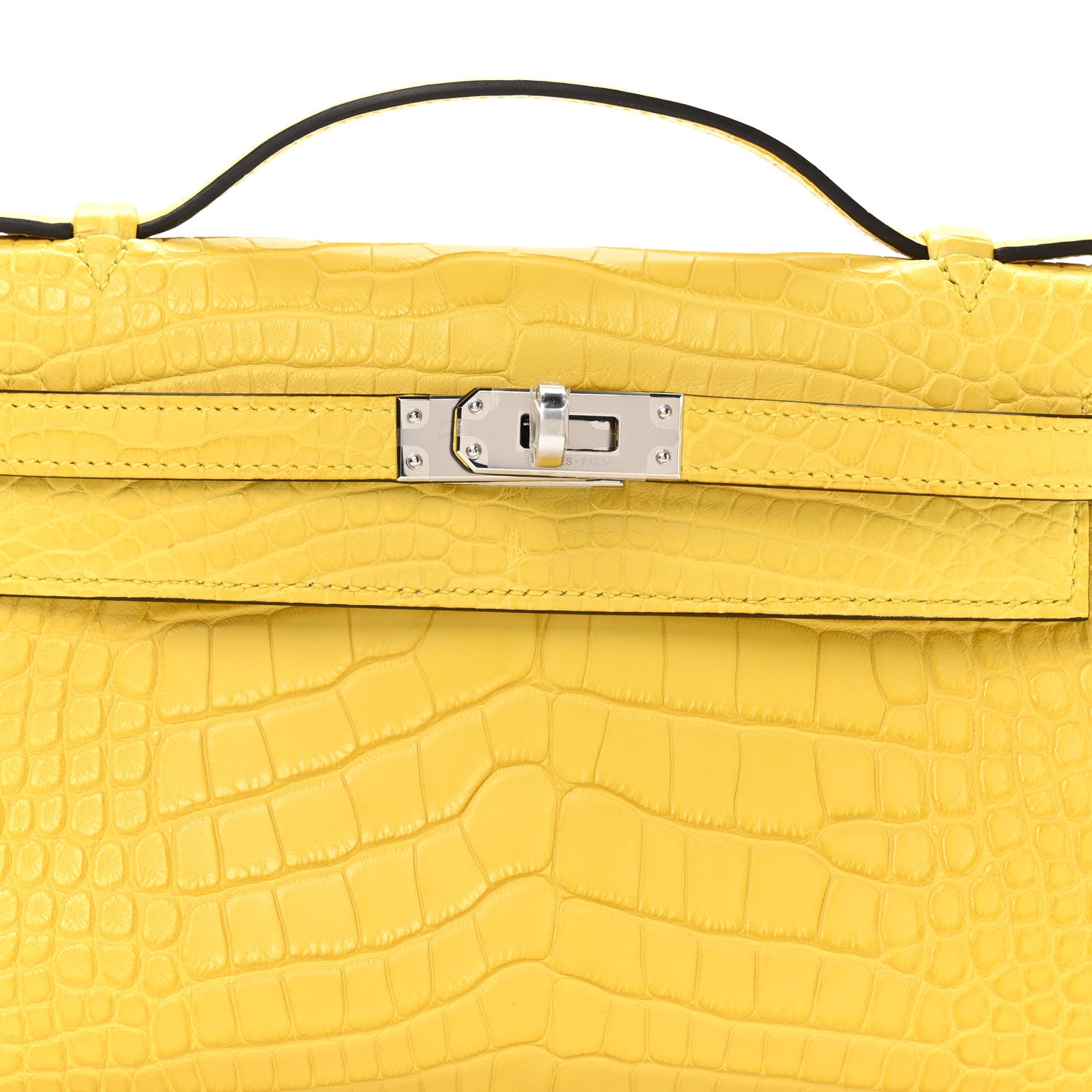 Hermes Matte Alligator Kelly Pochette Mimosa 8 of 11