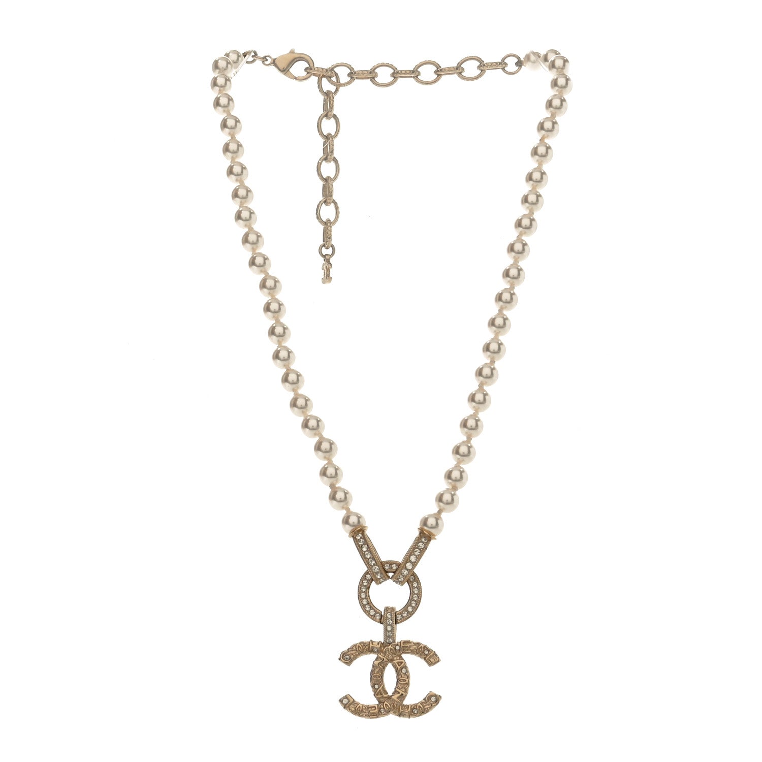 Chanel Pearl Crystal CC Short Necklace 3 of 4