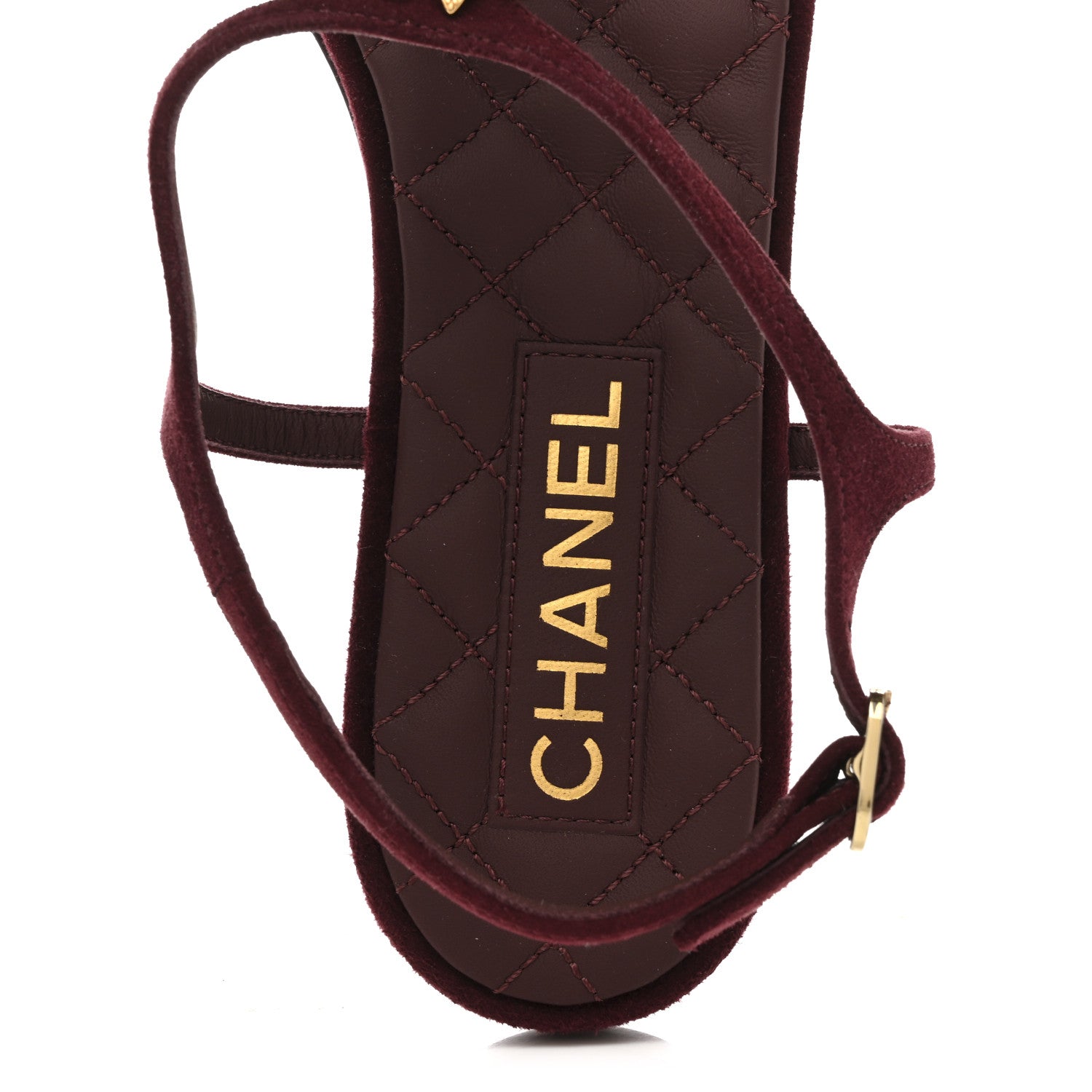 Chanel Suede Calfskin CC Crystal Thong Sandals 40.5 Burgundy 7 of 10