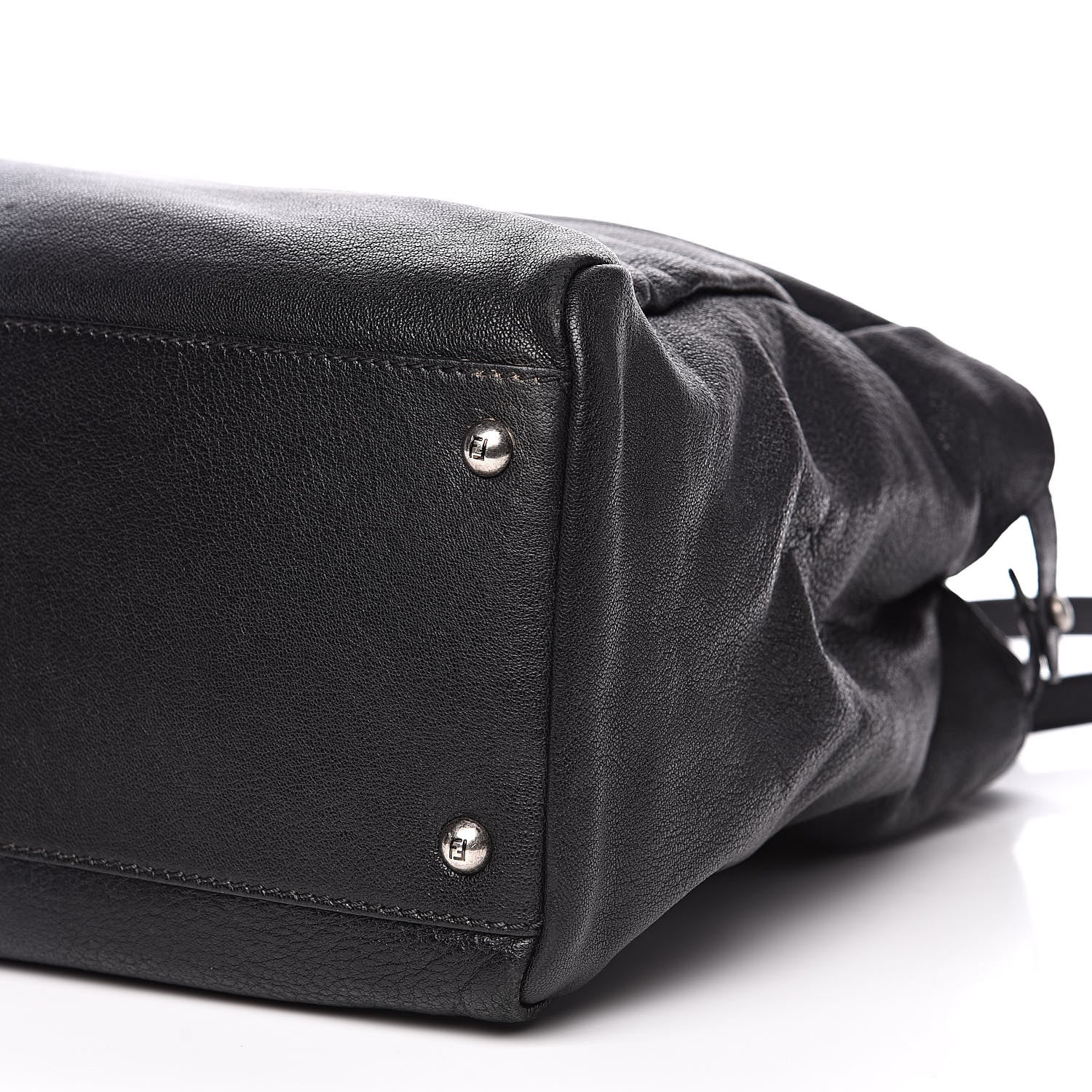Fendi Goatskin Large Peekaboo Iconic Satchel Black 14 of 15