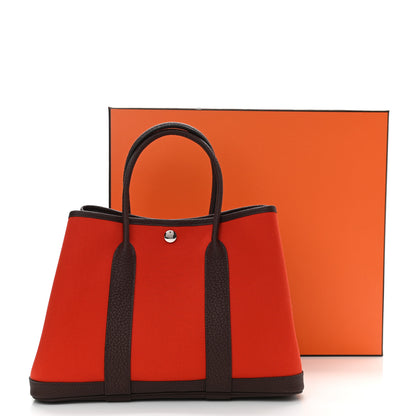 Hermes Toile Vache Country Garden Party Tote 30 TPM Orange Poppy Rouge Grenat 12 of 12