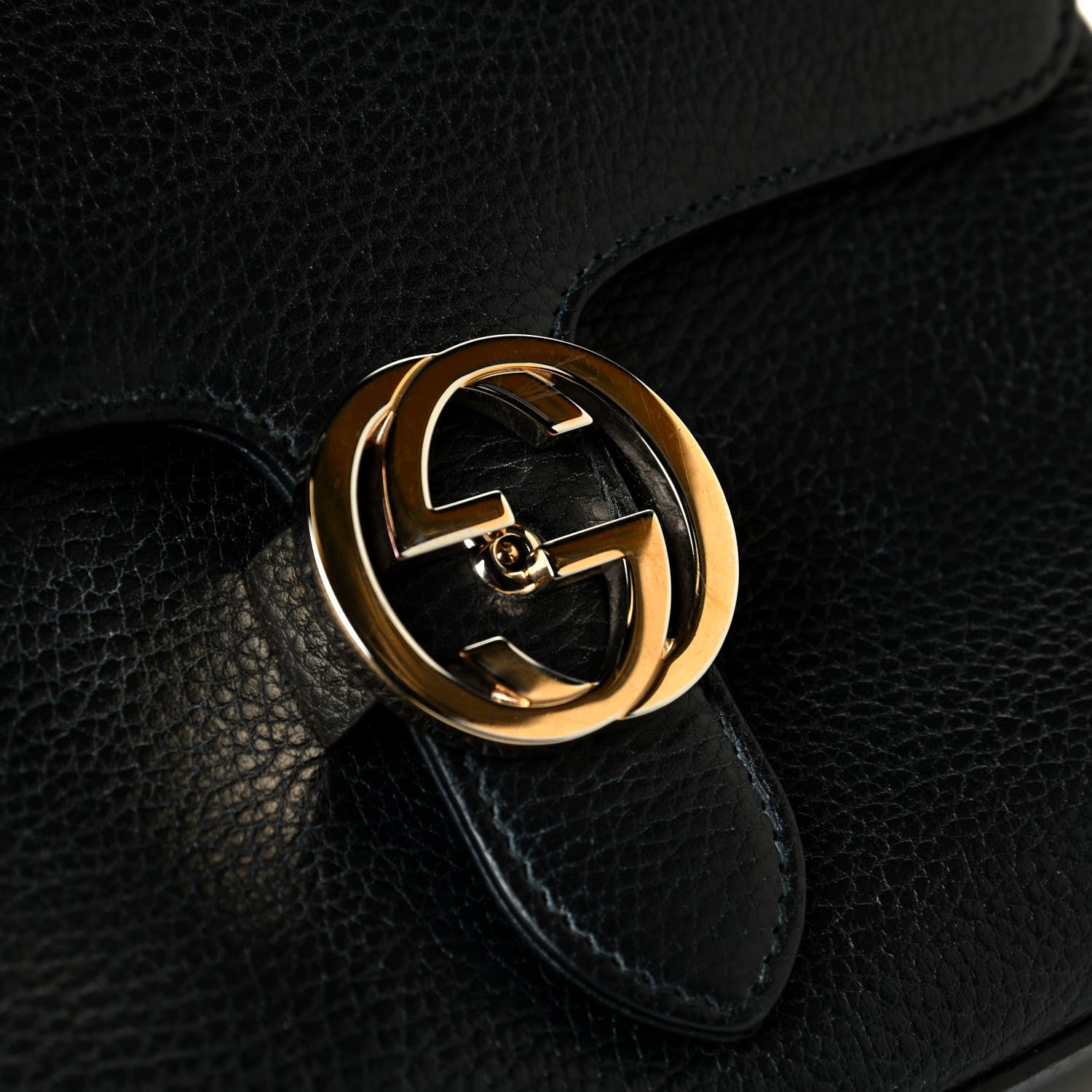 Gucci Dollar Calfskin Interlocking G Top Handle Shoulder Bag Black 7 of 8