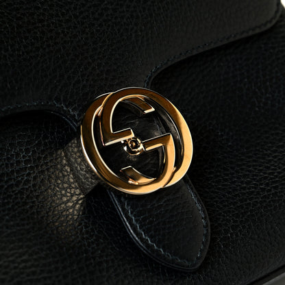 Gucci Dollar Calfskin Interlocking G Top Handle Shoulder Bag Black 7 of 8