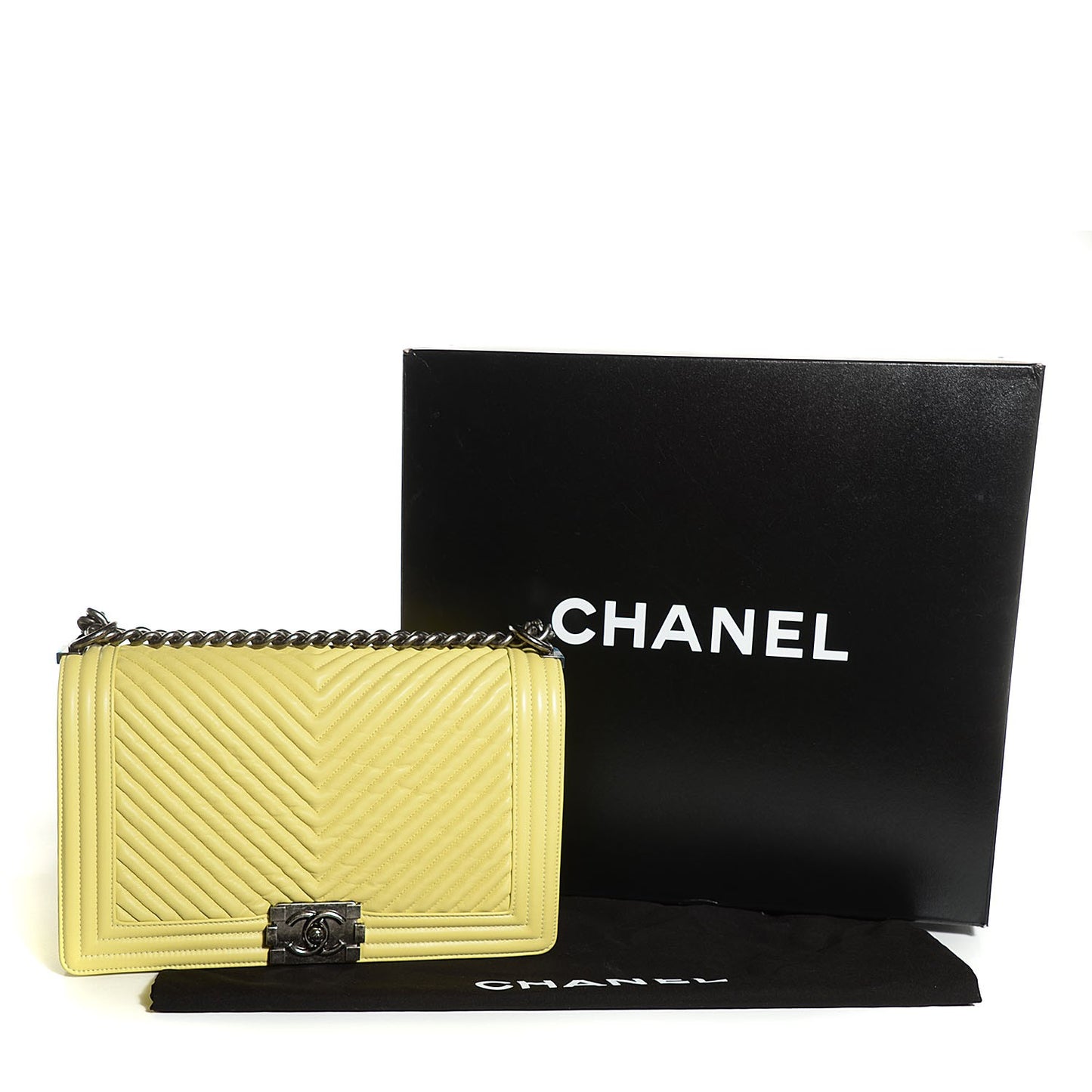 Wrinkled Lambskin Chevron New Medium Boy Flap Yellow