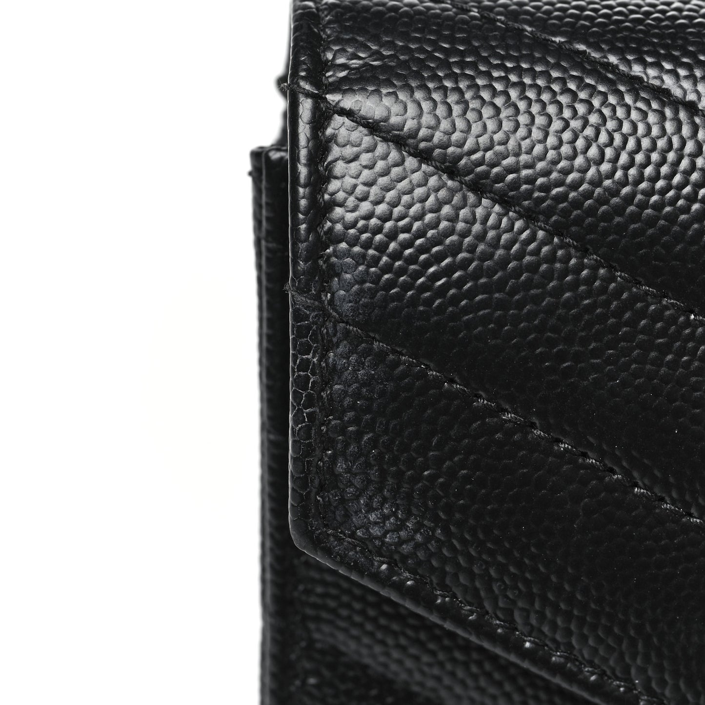 Grain De Poudre Matelasse Chevron Monogram Envelope Chain Wallet Black
