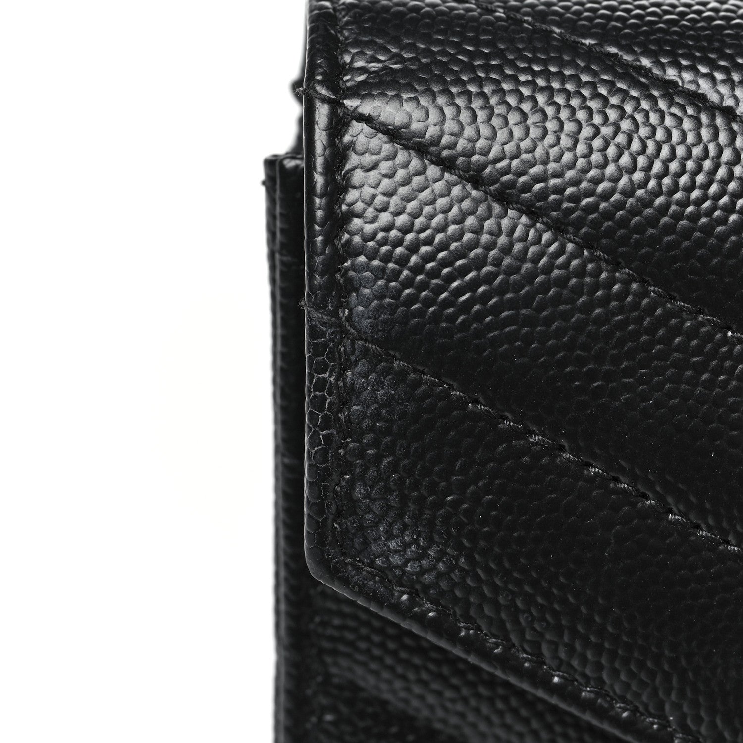 Saint Laurent Grain De Poudre Matelasse Chevron Monogram Envelope Chain Wallet Black 12 of 13