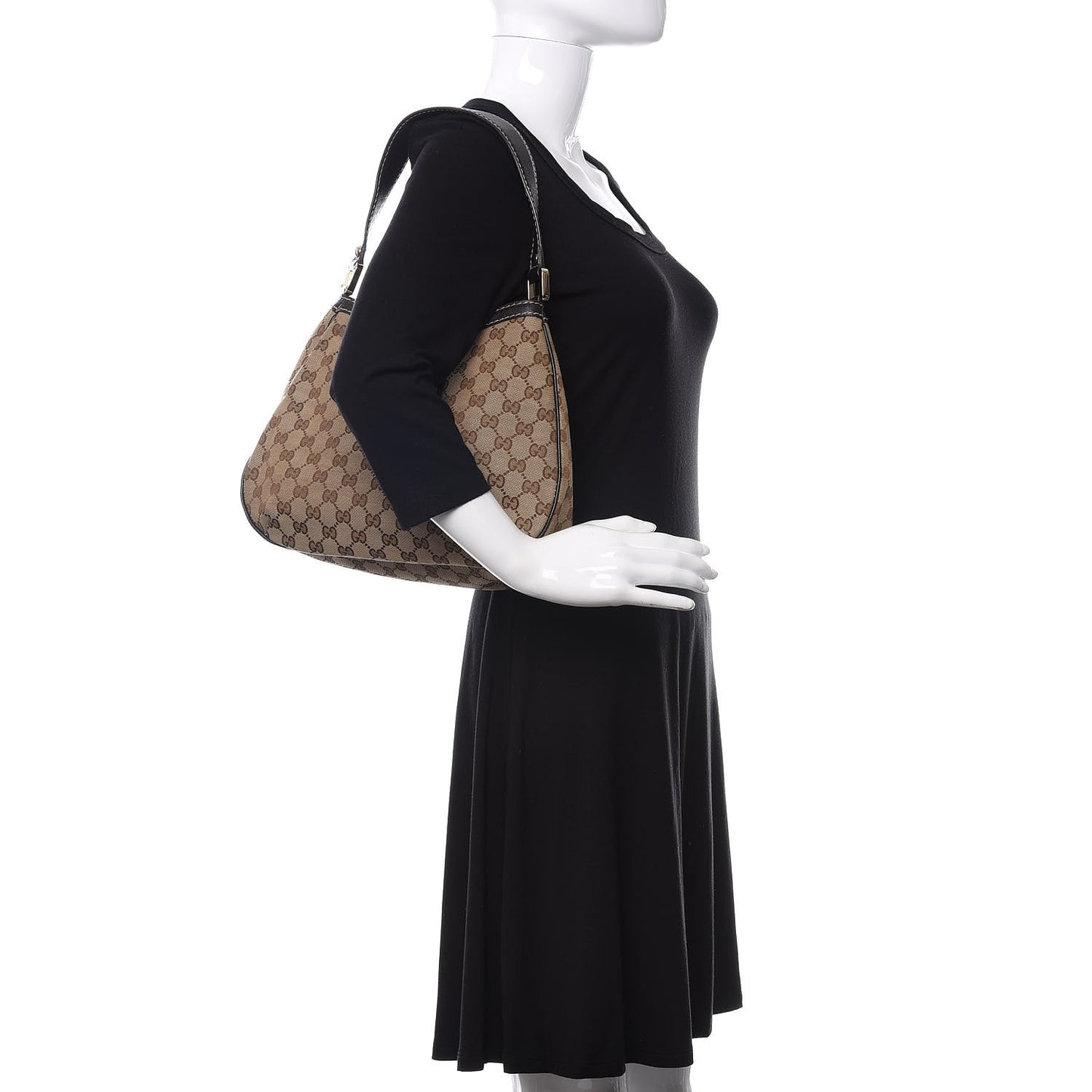 Monogram Medium New Ladies Web Hobo Dark Brown