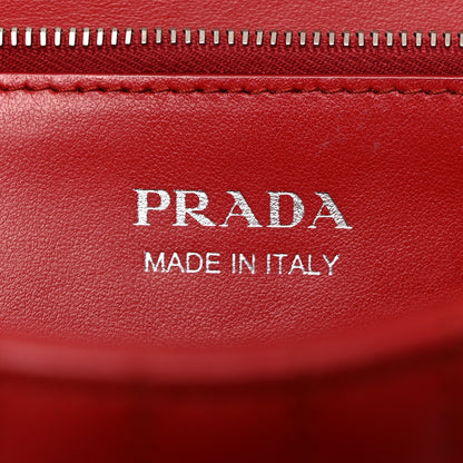 Prada Soft Calfskin Impunture Diagramme Flap Top Handle Bag Fuoco 6 of 11
