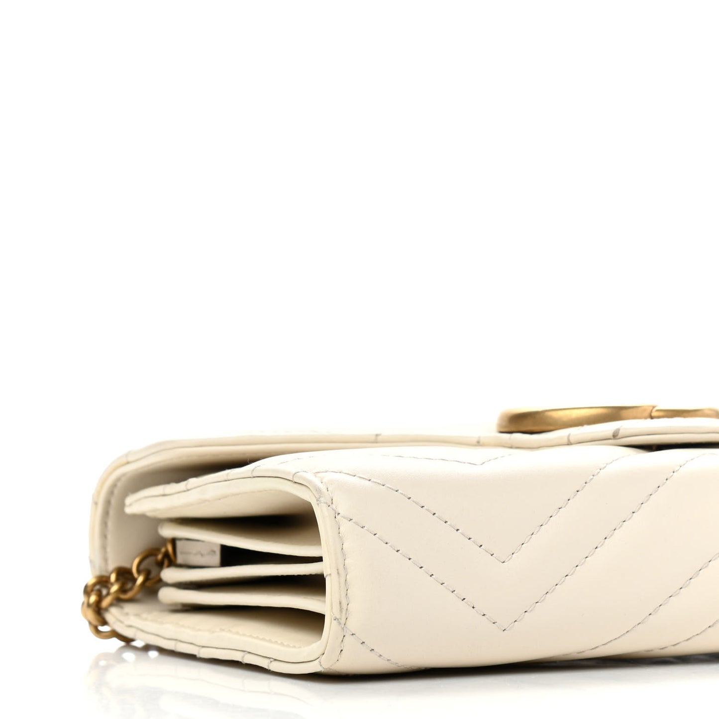 Calfskin Matelasse GG Marmont Chain Wallet Mystic White