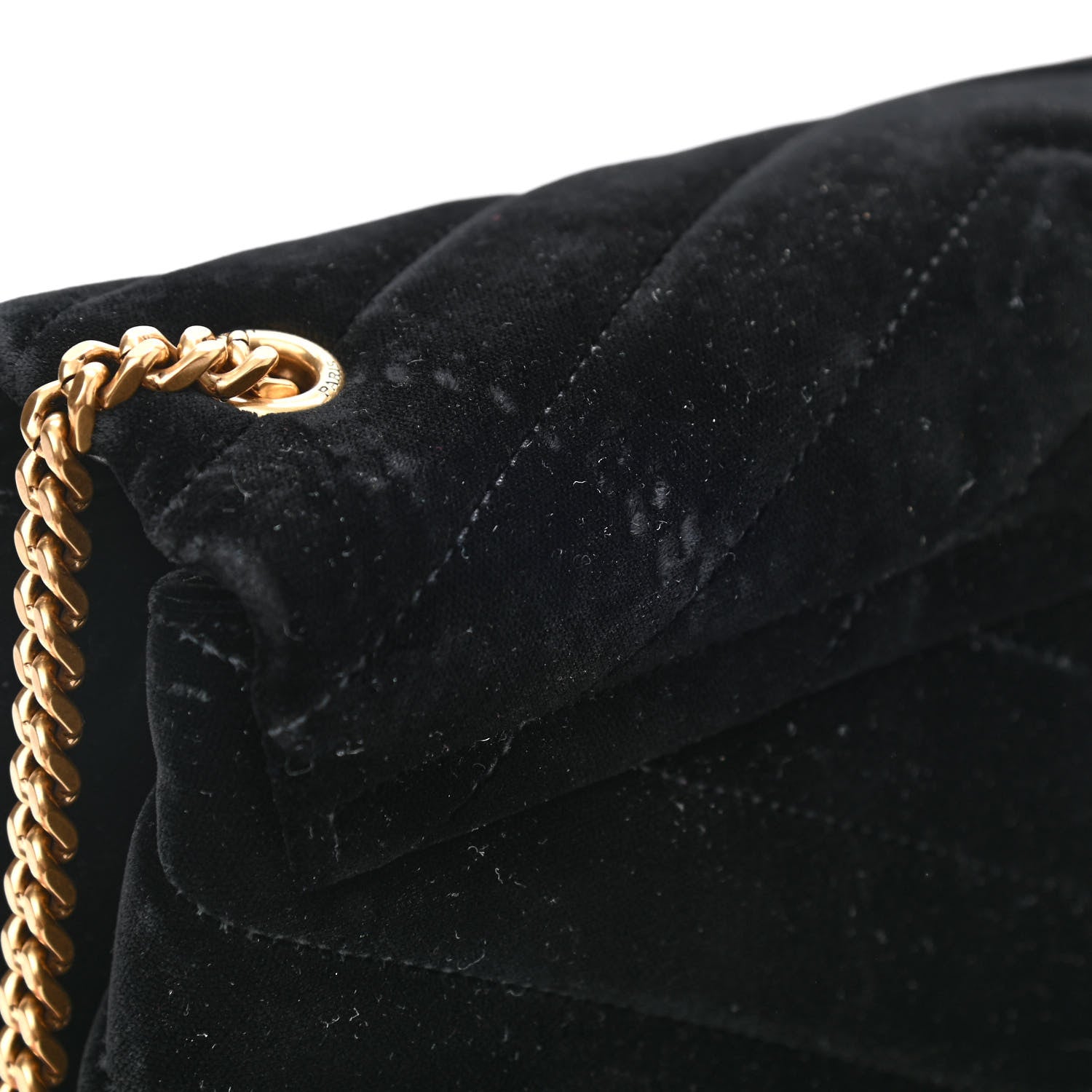 Saint Laurent Velvet Y Quilted Monogram Small Loulou Chain Satchel Black 11 of 11
