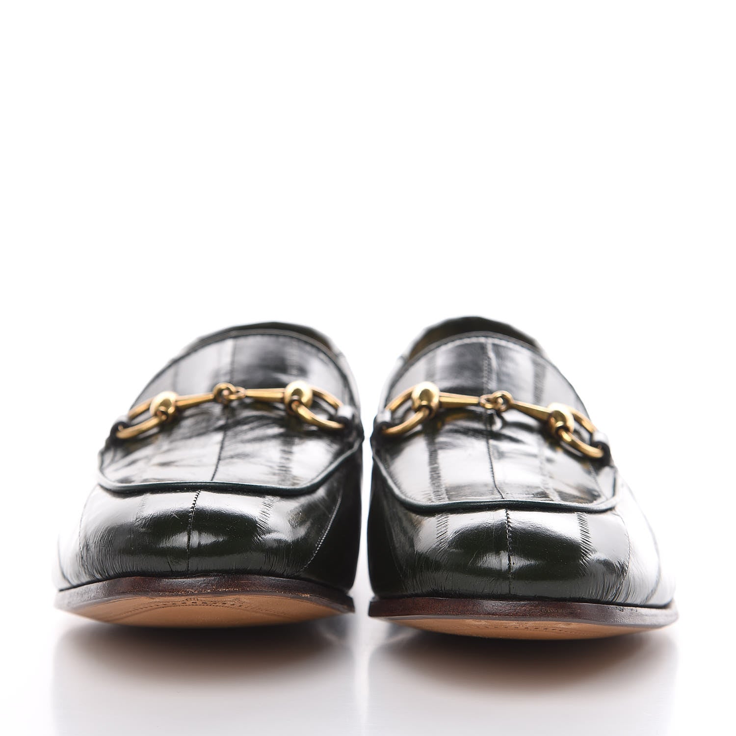 Gucci Eel Mens Horsebit Loafers 5 Verde 2 of 11