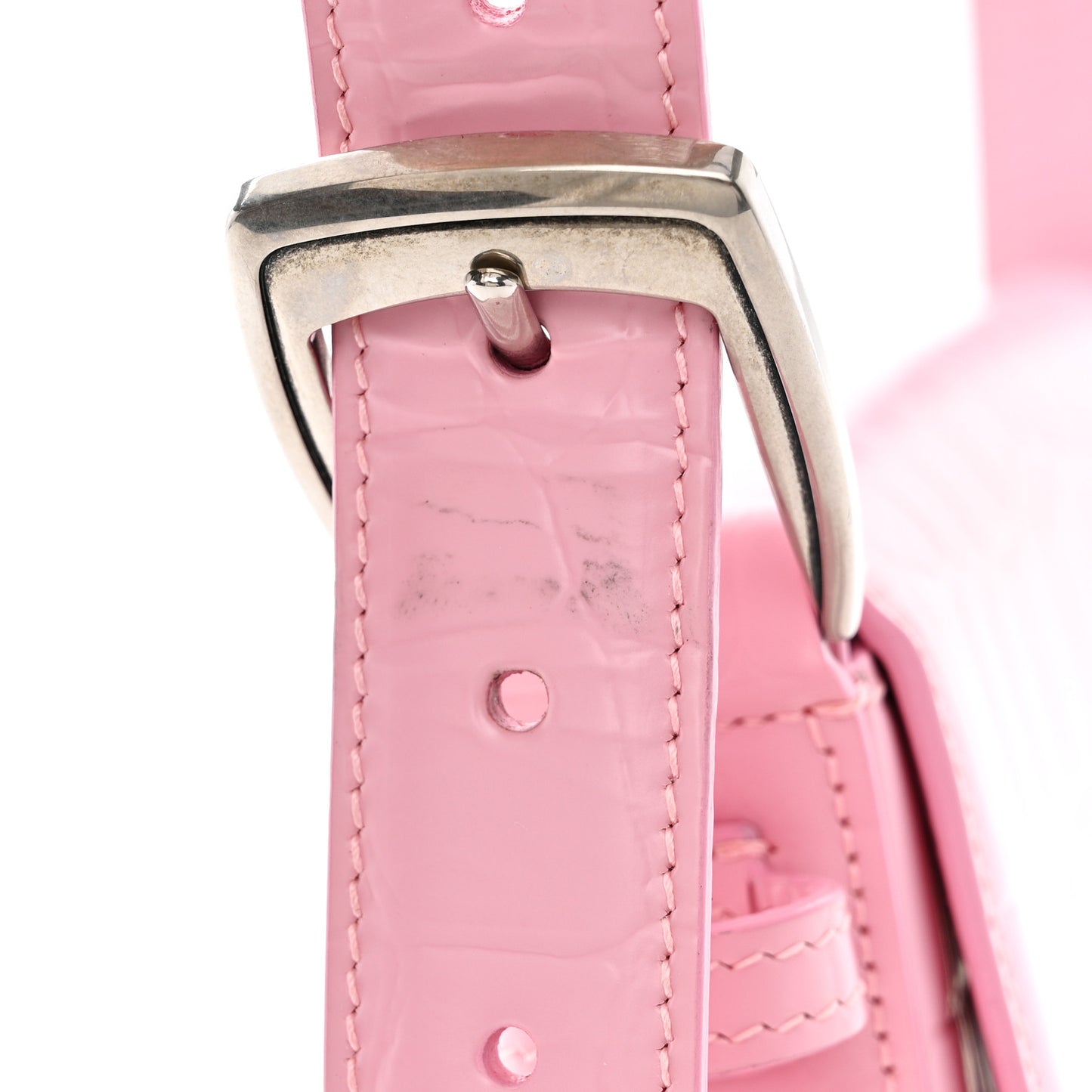 Shiny Calfskin Crocodile Embossed Ghost Sling Bag Pink