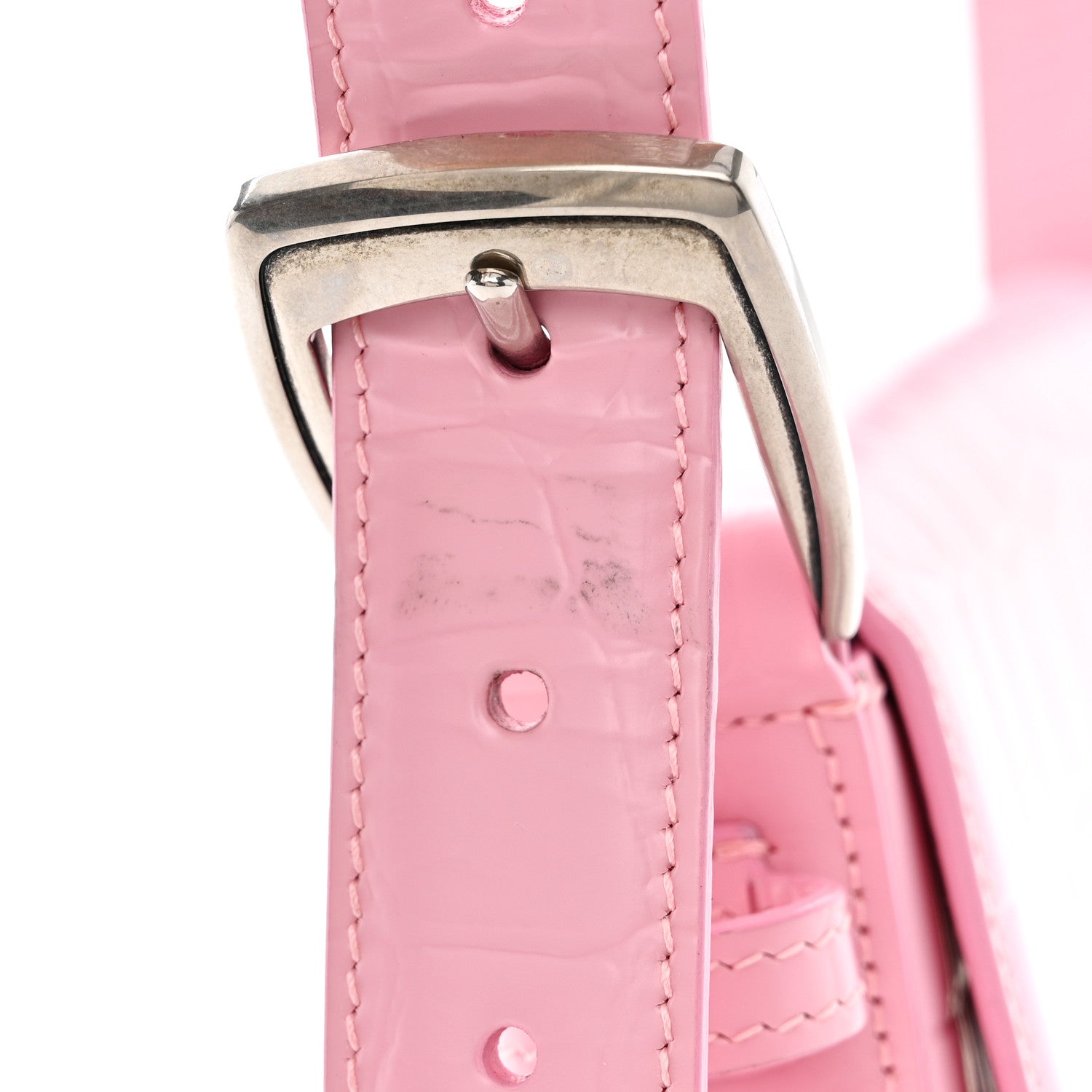 Balenciaga Shiny Calfskin Crocodile Embossed Ghost Sling Bag Pink 14 of 16