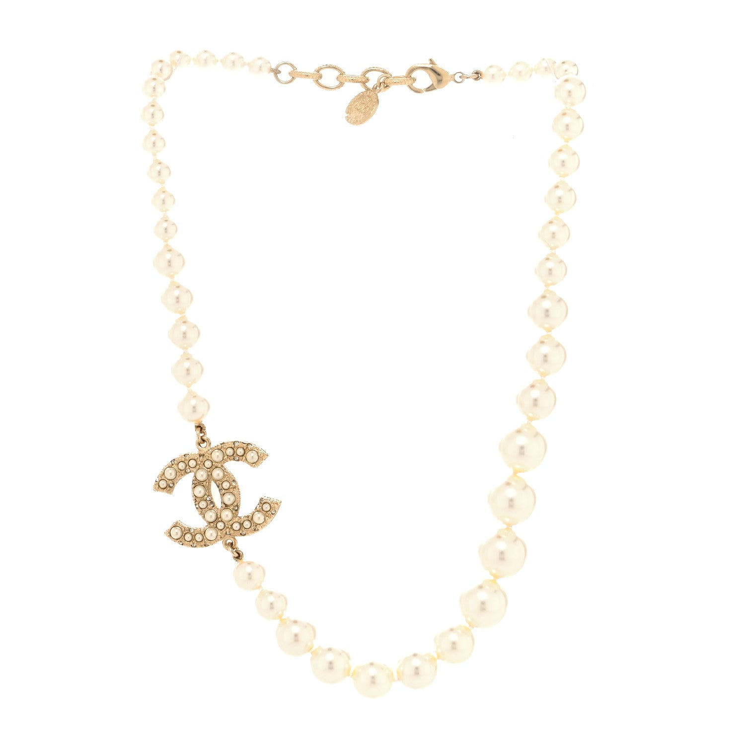 Chanel Pearl CC 100th Anniversary Necklace Light Gold 3 of 5
