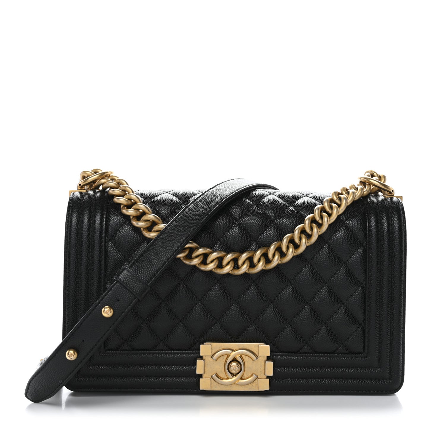 Caviar Quilted Medium Boy Flap Black