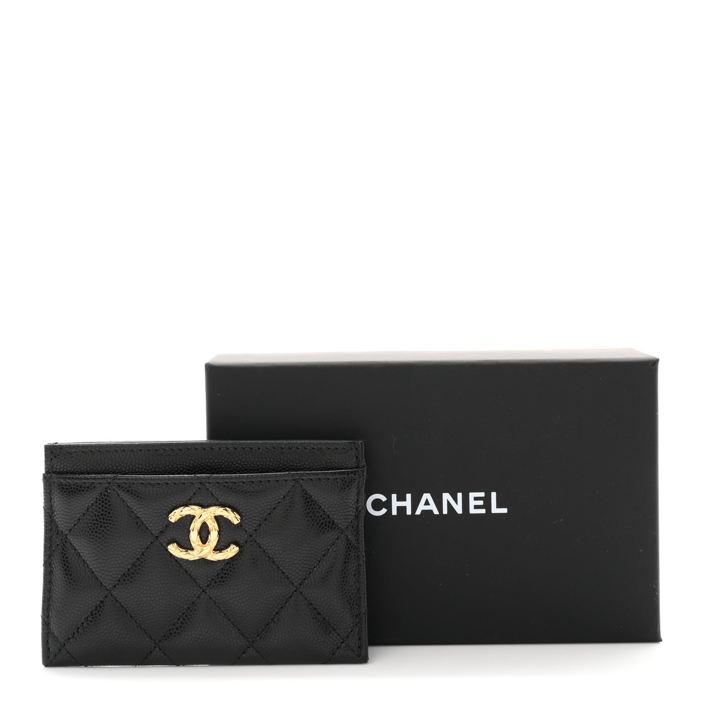 Caviar Quilted CC Card Holder Black