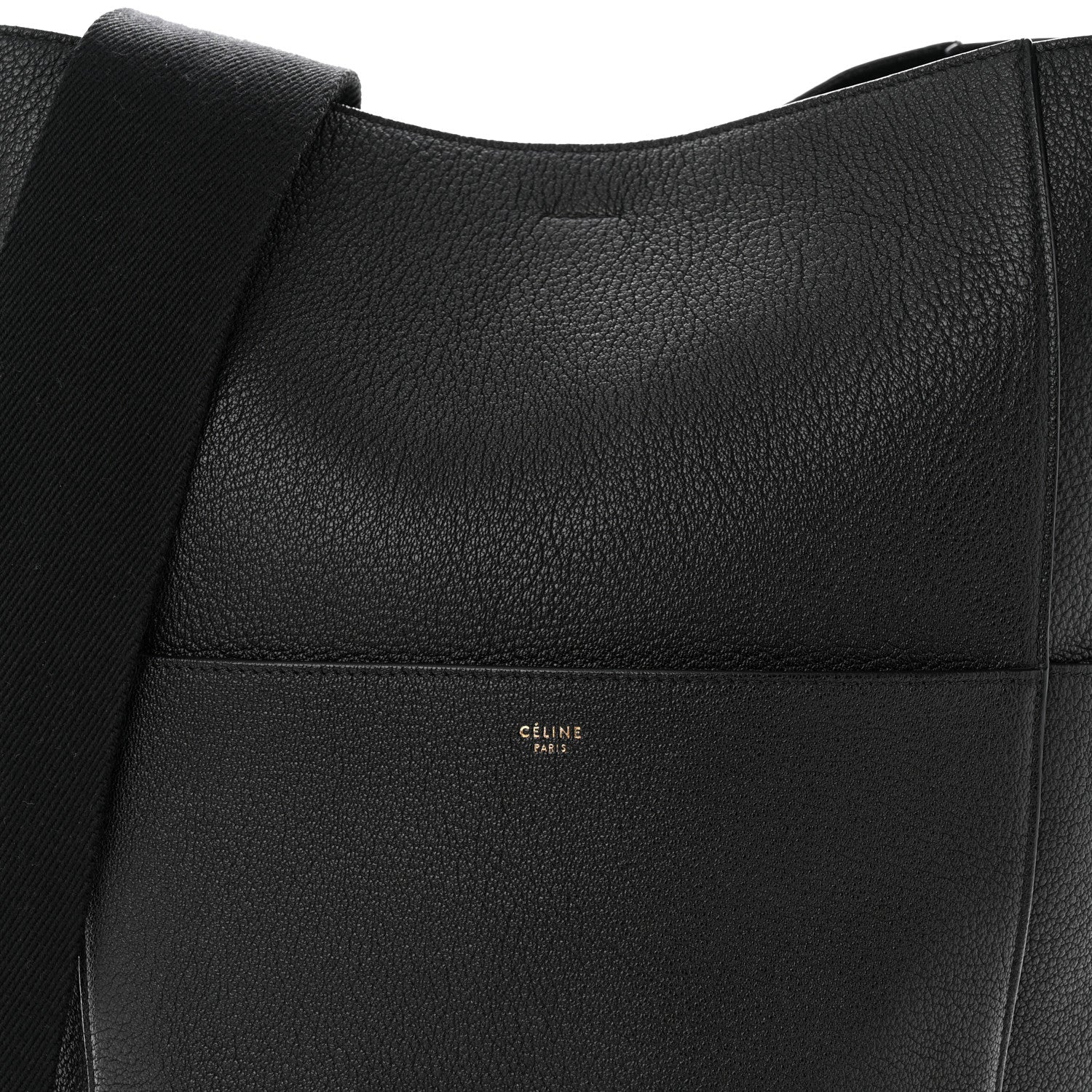 Celine Soft Grained Calfskin Sangle Bucket Bag Black 7 of 10